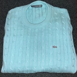 Lacoste size 5 (large) baby blue cable knit sweater - 100% cotton